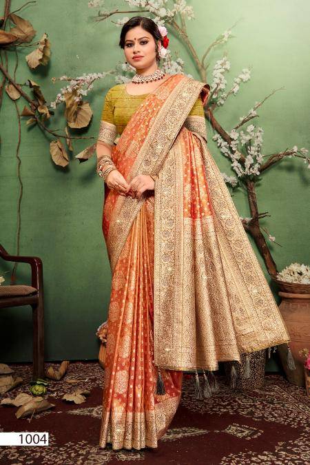 Saroj kavisha tissue sarovski 4 Saree wholesalers in India