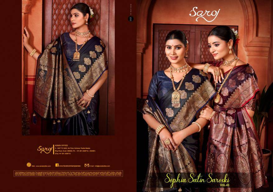 Saroj sophia satin saroski 3 Bridal saree wholesalers