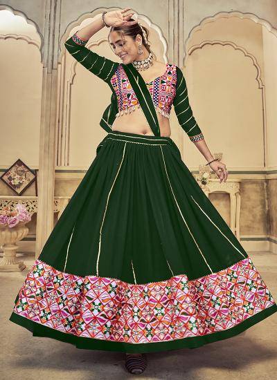 Dark Green Georgette Embroidery Work Traditional Wholesale lehenga choli manufacturers in Ahmedabad