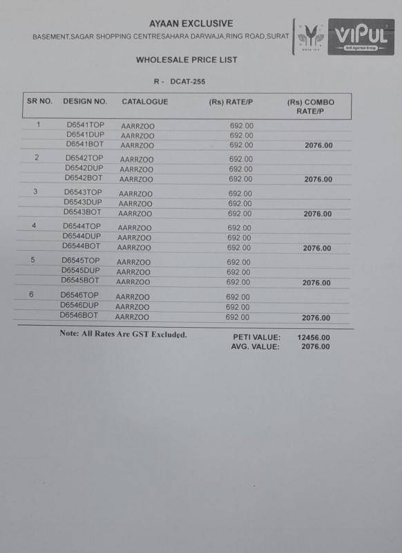 Vipul aarrzoo wholesale dress materials in bangalore with price