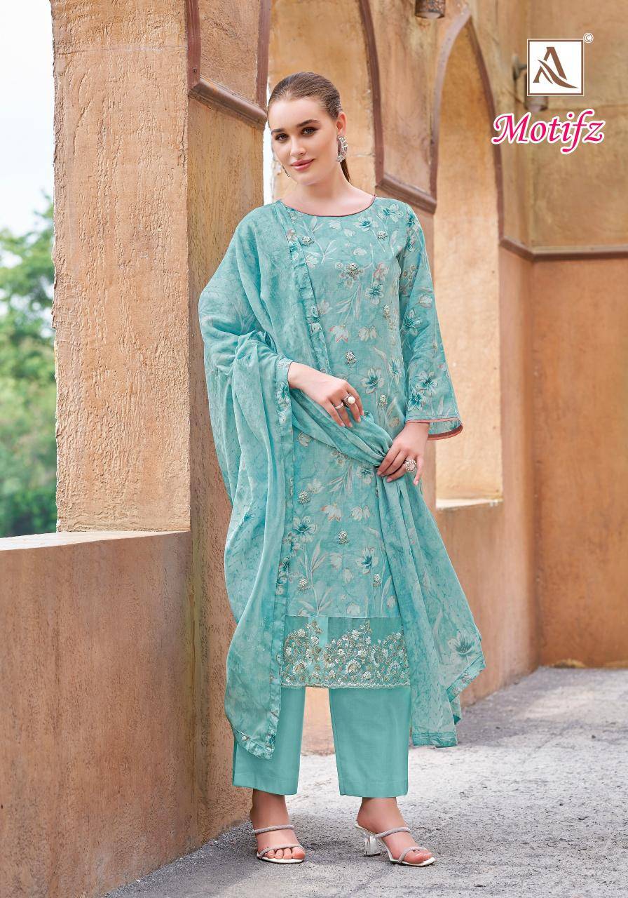 Alok suit motifz wholesale dress materials in surat