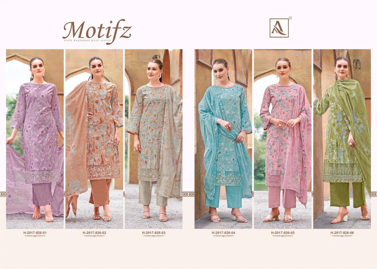 Alok suit motifz wholesale dress materials in surat