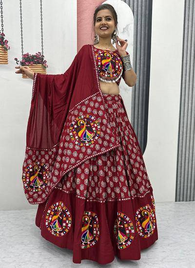 Maroon Cotton Mirror Work Navratri wholesale ghagra choli online
