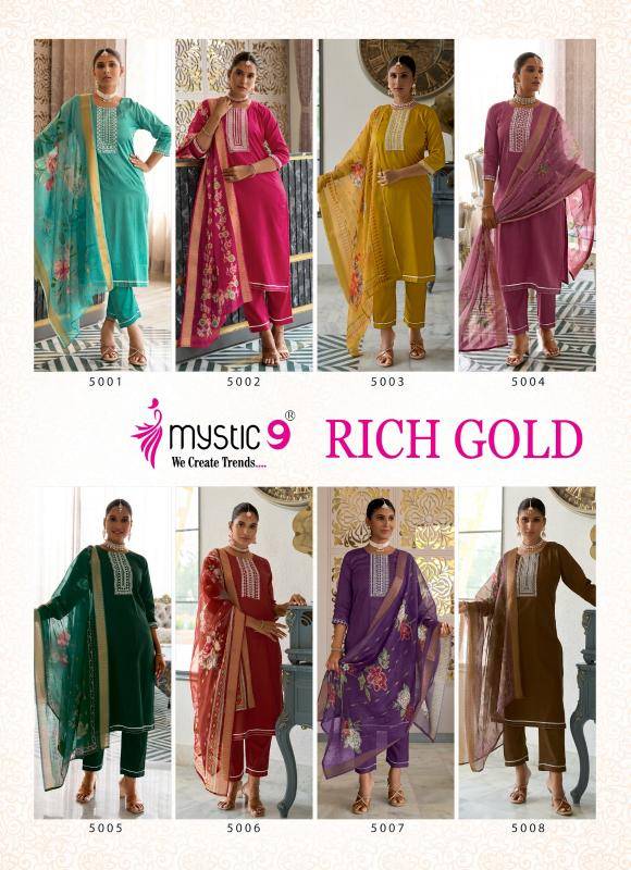 Mystic9 rich gold vol 5 Party wear Kurti manufacturers in Vadodara