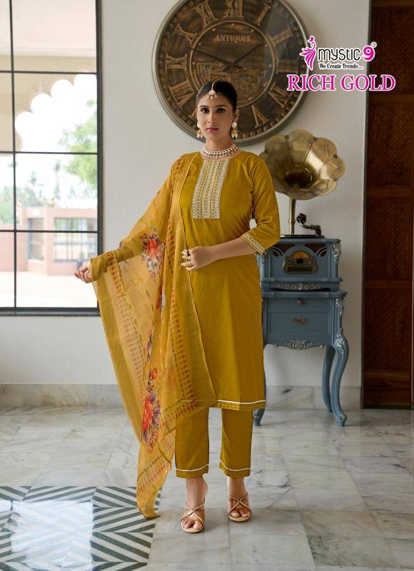 Mystic9 rich gold vol 5 Party wear Kurti manufacturers in Vadodara