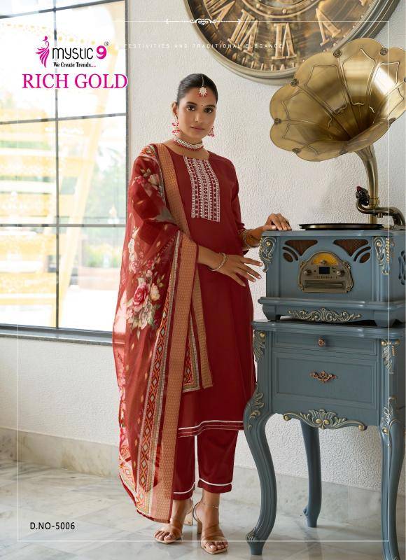 Mystic9 rich gold vol 5 Party wear Kurti manufacturers in Vadodara