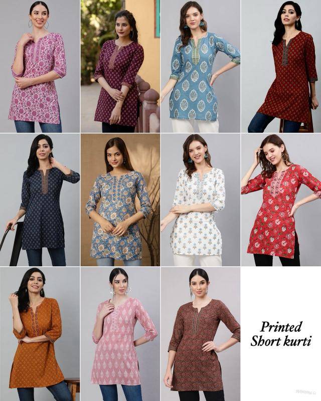 Shorya cotton printed short top  Wholesale cotton kurtis in India