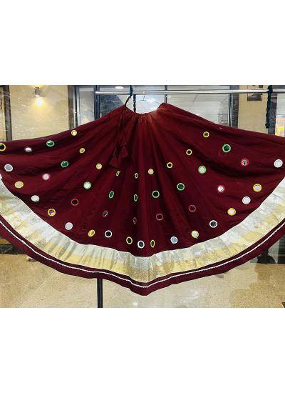Maroon Roman Silk Mirror Work Navratri Lehenga choli with dupatta wholesale
