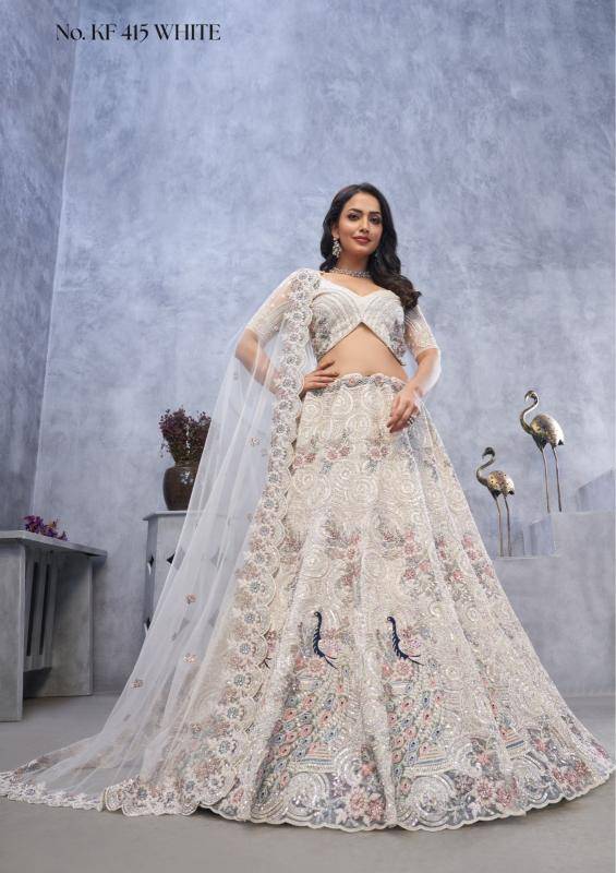 KF-415 Soft net White Wholesale designer lehenga choli online
