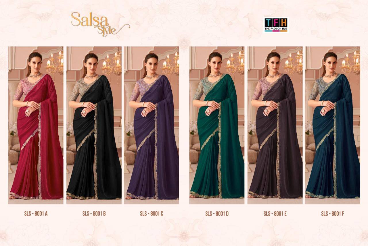 Shorya TFH salsa style d.no 8001 Wholesale saree market in Surat