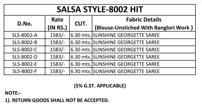 Shorya TFH salsa style d.no 8002 Sarees wholesale business in India