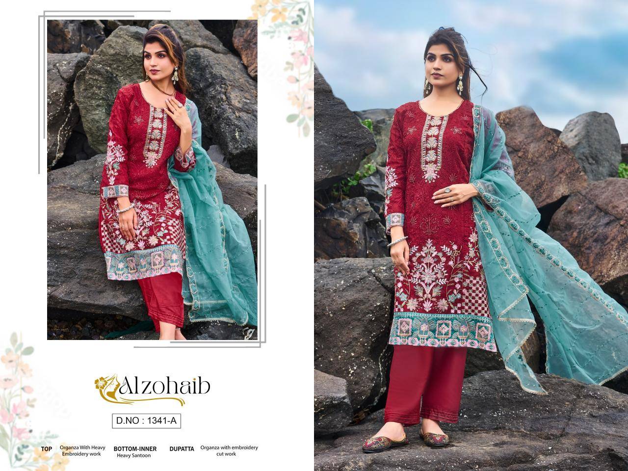 Alzohaib organza karachi Dress materials for wholesale online