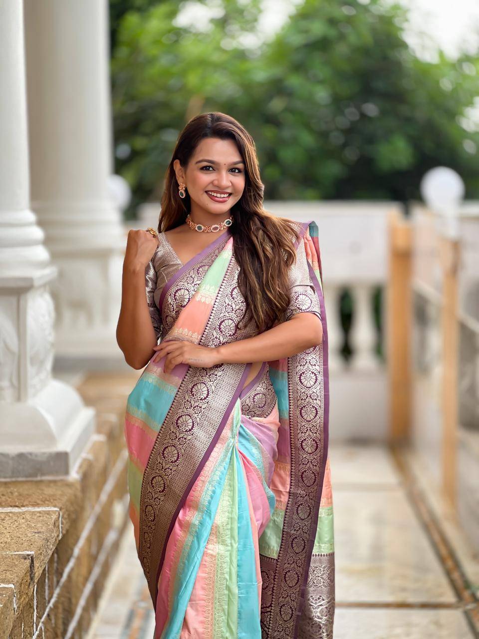 Anupama multi colour soft banarasi silk Wholesale saree market