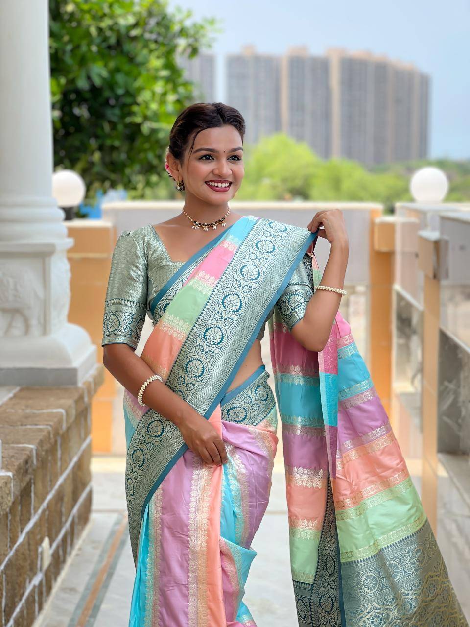 Anupama multi colour soft banarasi silk Wholesale saree market