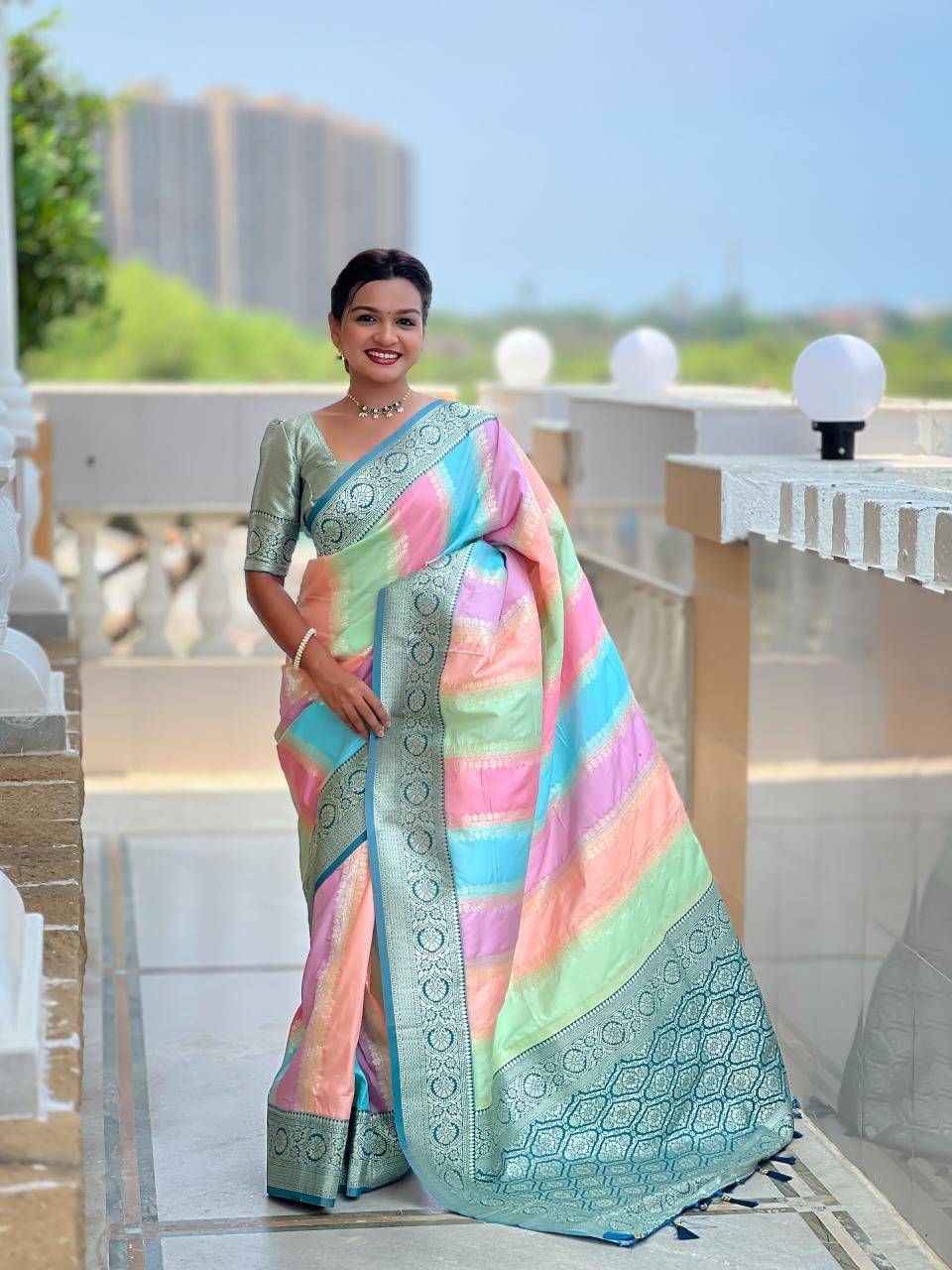 Anupama multi colour soft banarasi silk Wholesale saree market