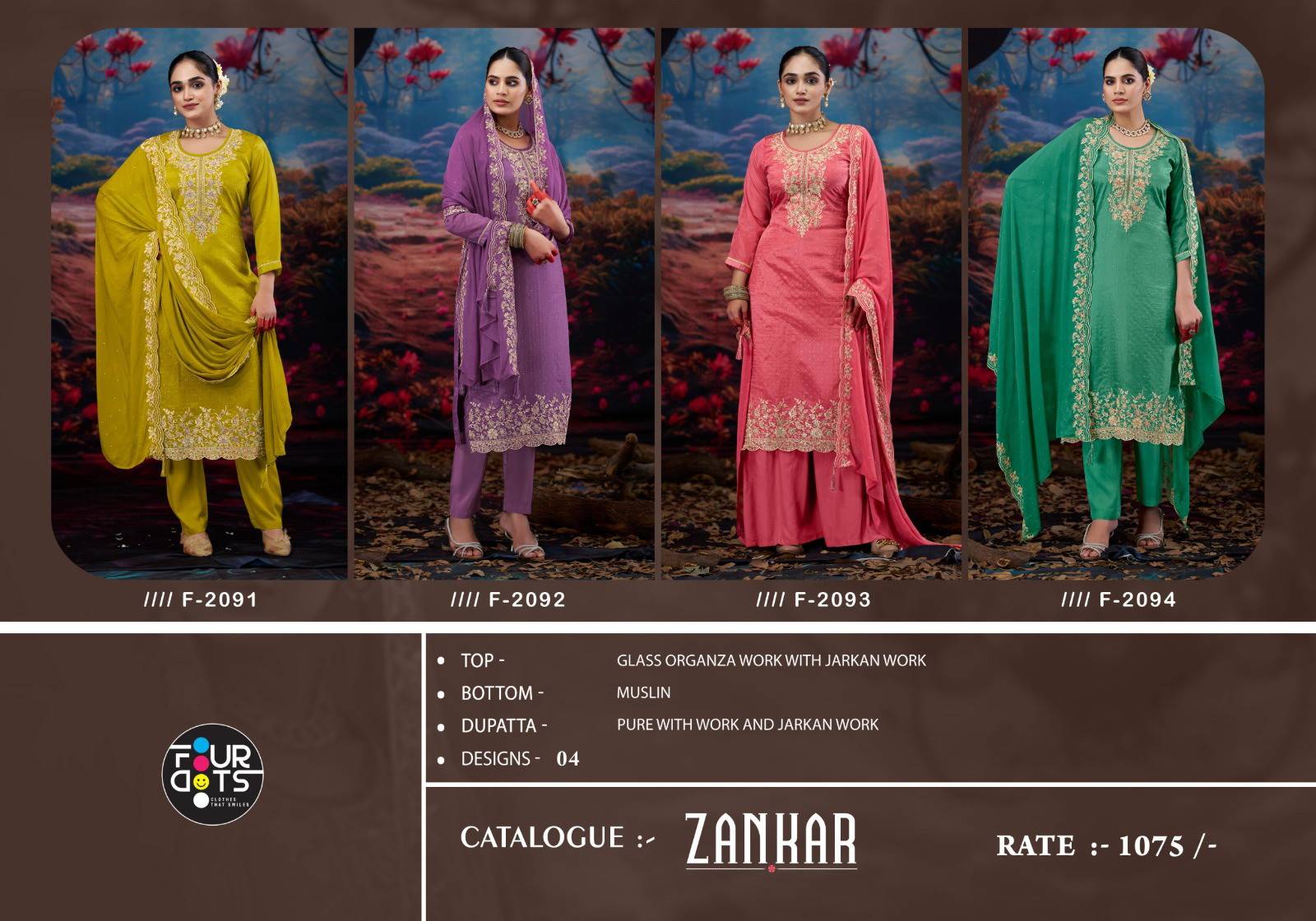 Four Dots Zankar Dress material wholesale suppliers