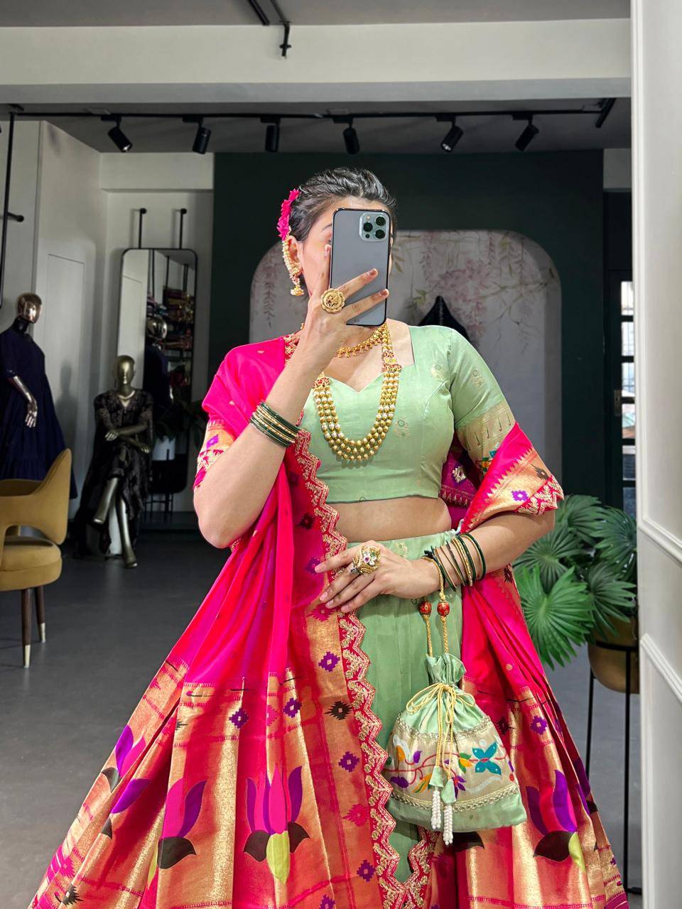 SRIVIDYA Jacquard Silk PST Bridal lehenga choli exporters