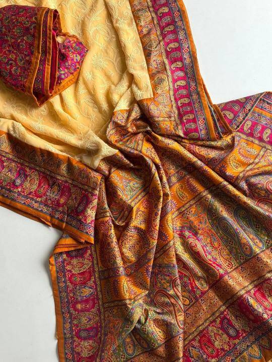 Shorya georgette lukhnowi Wholesale sarees suppliers in Jaipur