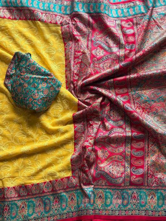 Shorya georgette lukhnowi Wholesale sarees suppliers in Jaipur