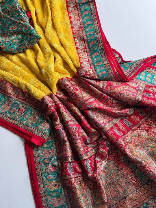 Shorya georgette lukhnowi Wholesale sarees suppliers in Jaipur