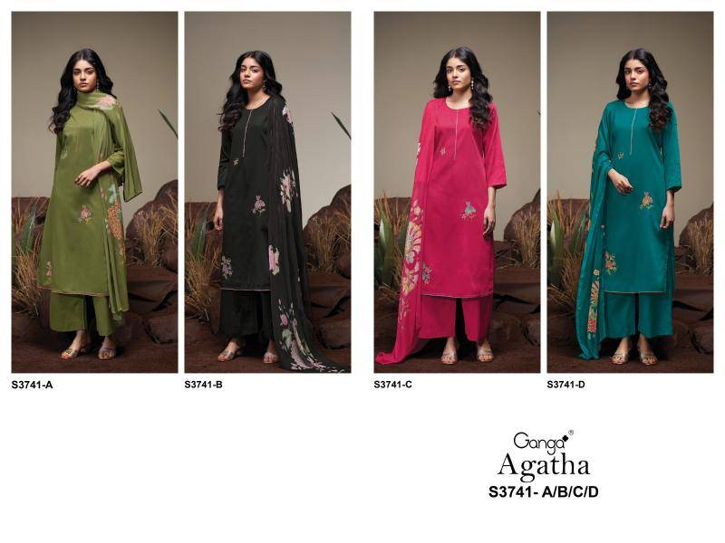Ganga agatha 3741 Wholesale dress material suppliers