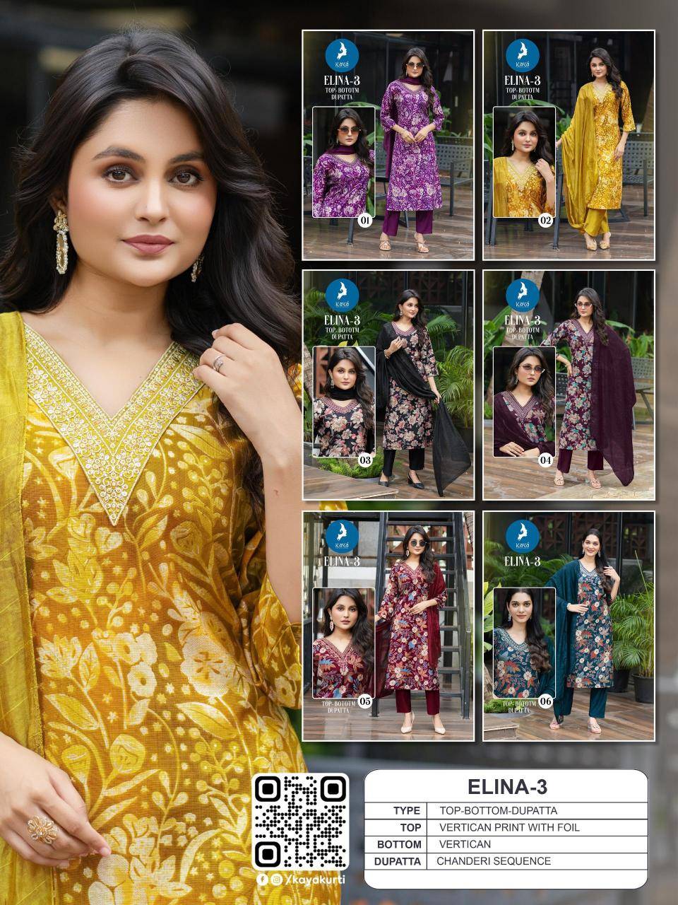 Kaya elina 3 Wholesale designer kurtis in India