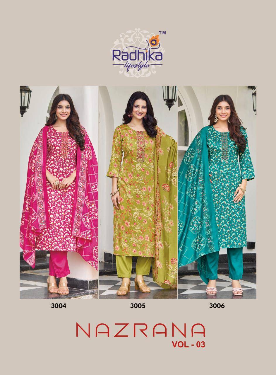 Radhika lifestyle nazrana vol 3 Wholesale kurtis Surat market