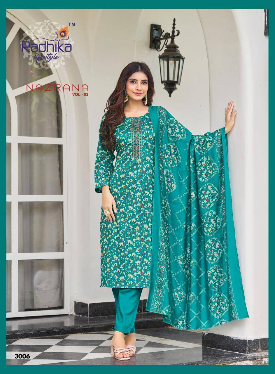Radhika lifestyle nazrana vol 3 Wholesale kurtis Surat market