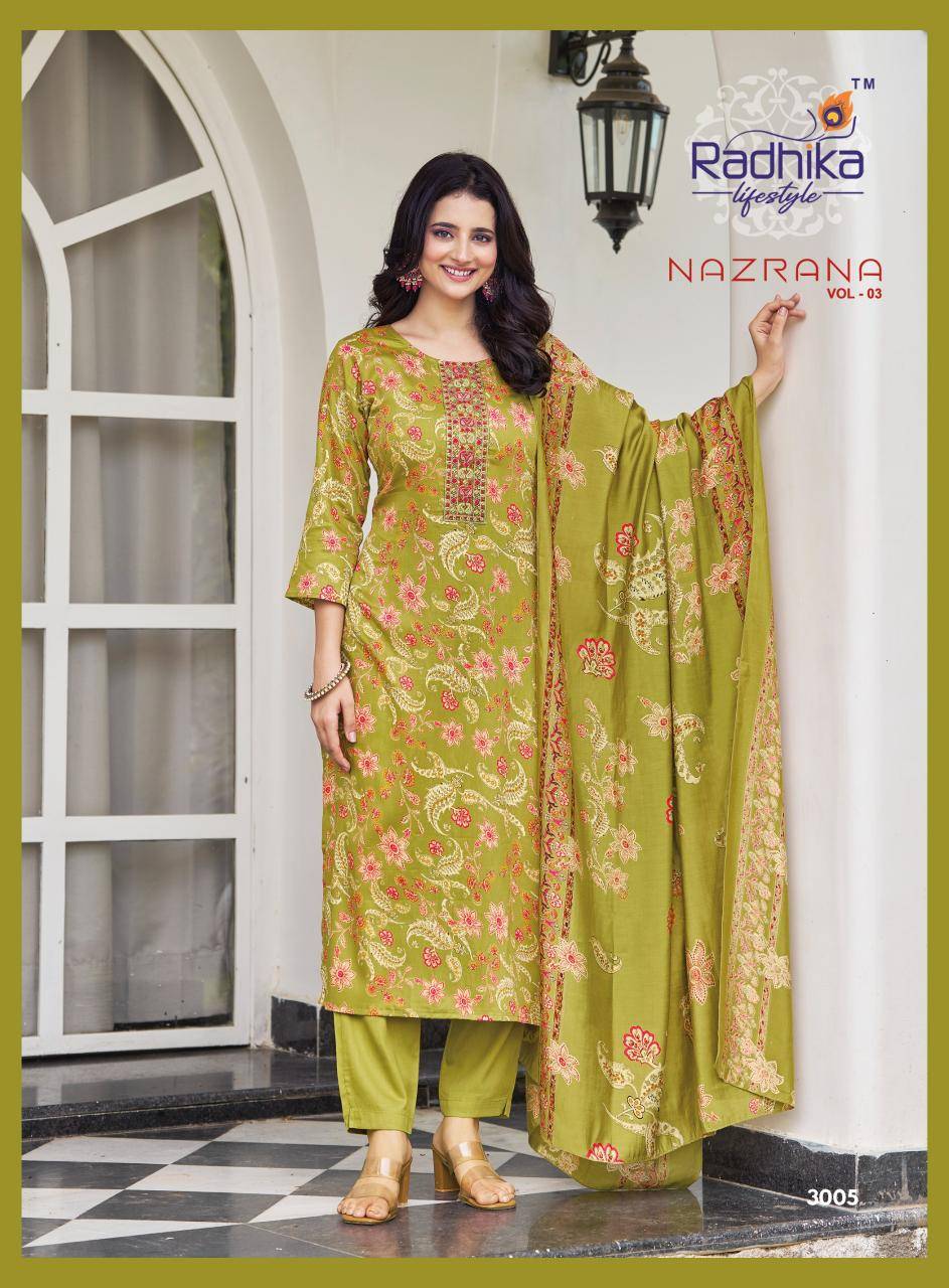 Radhika lifestyle nazrana vol 3 Wholesale kurtis Surat market