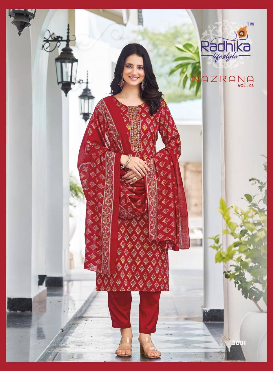 Radhika lifestyle nazrana vol 3 Wholesale kurtis Surat market