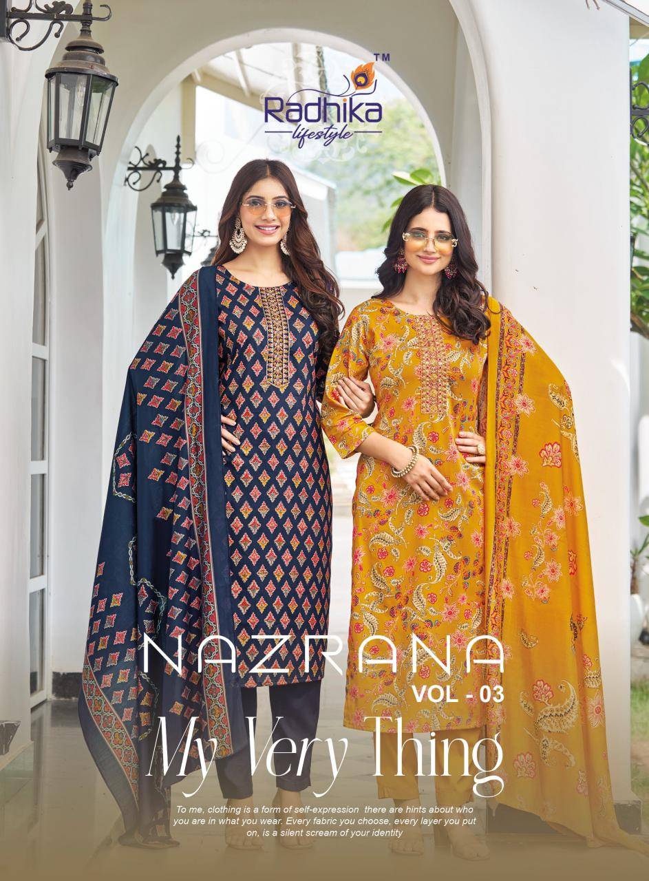 Radhika lifestyle nazrana vol 3 Wholesale kurtis Surat market