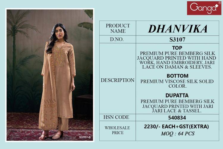 Ganga dhanvika 3107 Dress material wholesale market