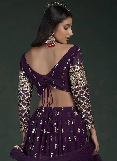 Wine Georgette Sequin Work Wedding Wear Bridal lehenga choli manufacturers