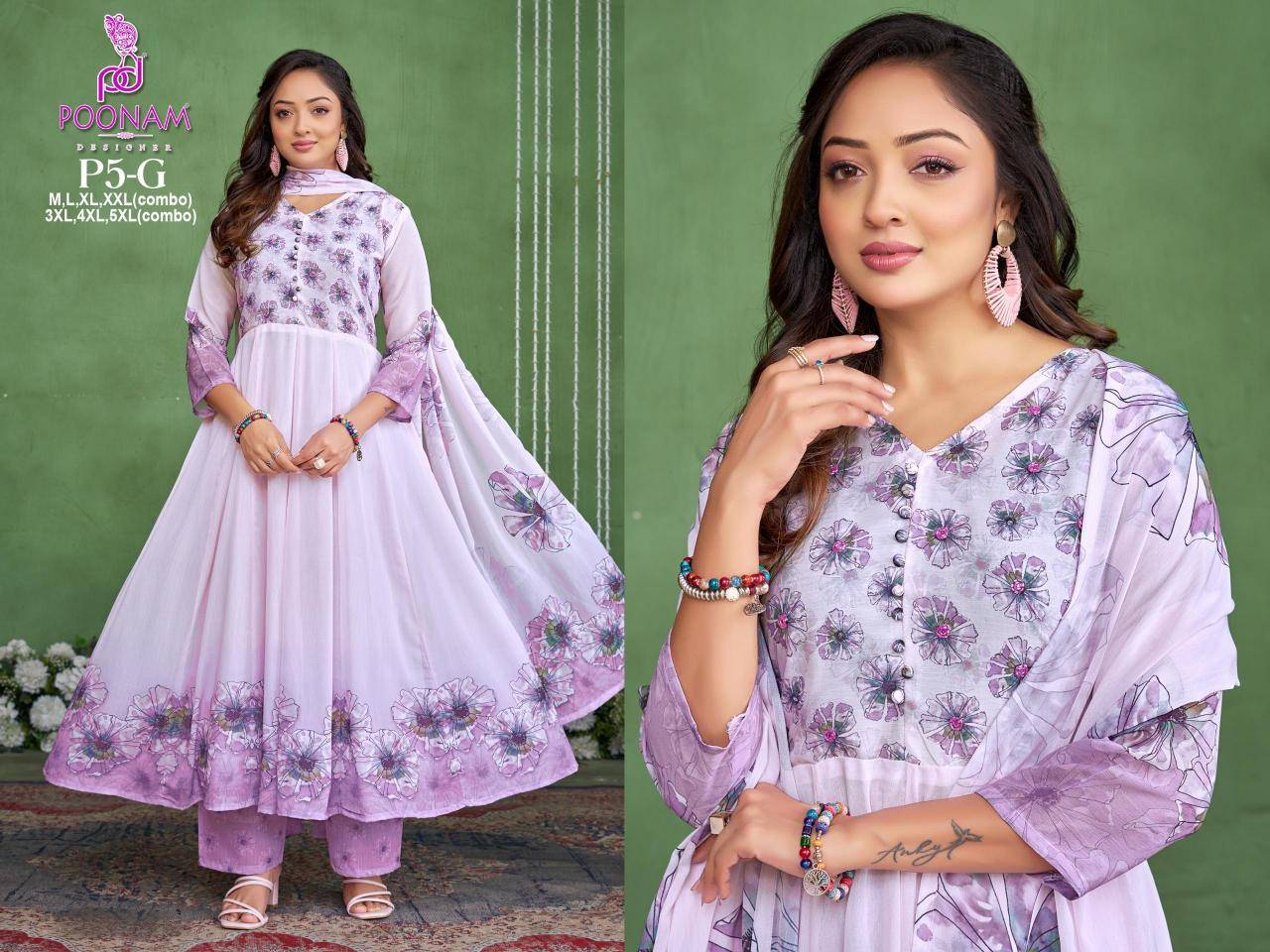 Poonam designer 3 pcs gown Kurti Manufacturers in Mumbai