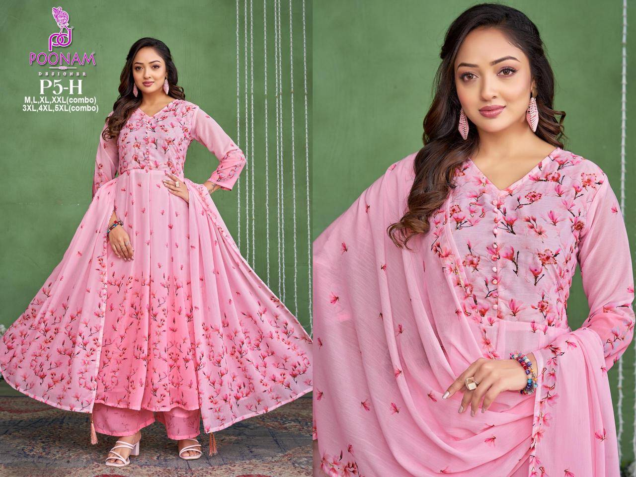 Poonam designer 3 pcs gown Kurti Manufacturers in Mumbai