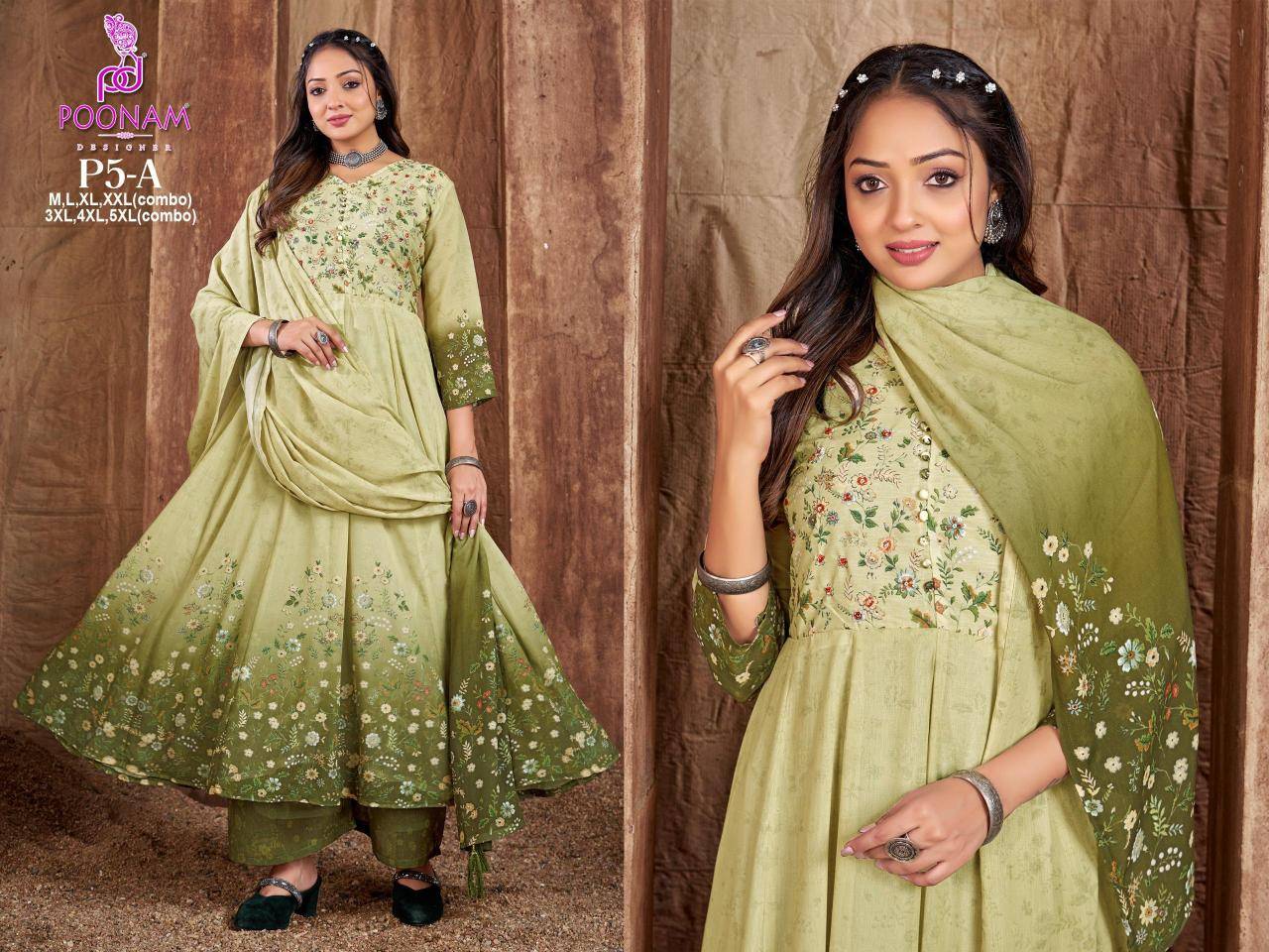 Poonam designer 3 pcs gown Kurti Manufacturers in Mumbai