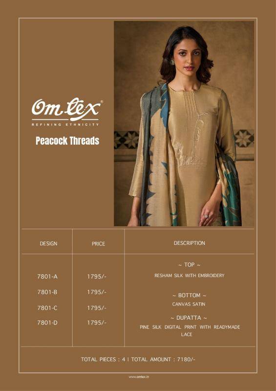 Omtex peacock threads Dress materials suppliers in India