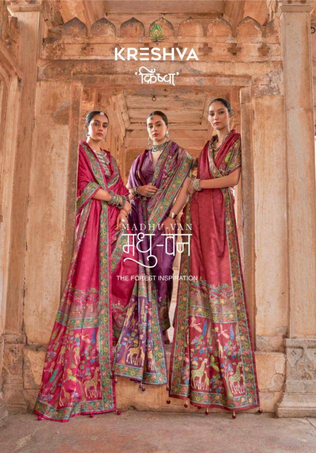 Shorya krehsva madhuvan silk wholesale saree from india