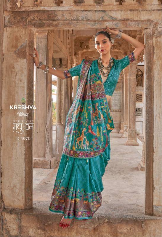 Shorya krehsva madhuvan silk wholesale saree from india