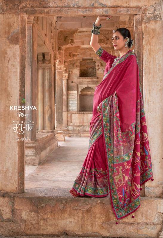 Shorya krehsva madhuvan silk wholesale saree from india