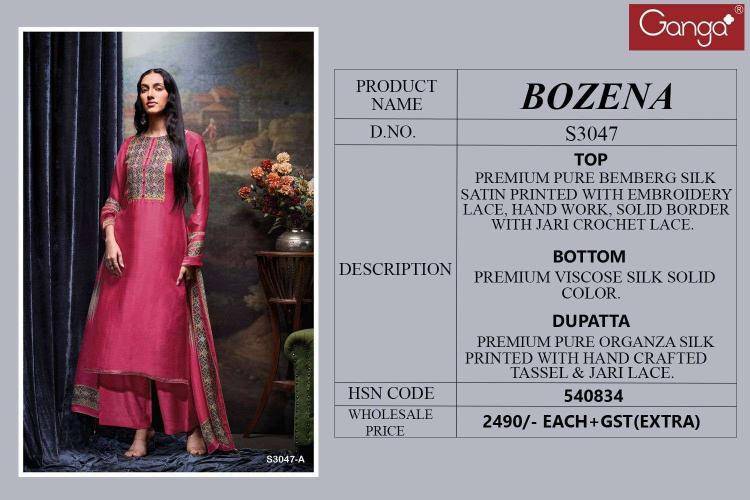 Ganga bozena 3047 wholesale dress materials in mumbai with price