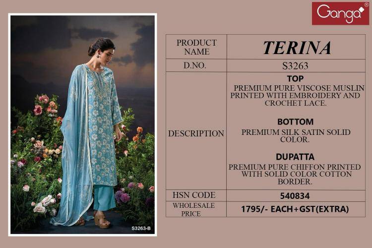 Ganga terina 3263 dress materials wholesale mumbai