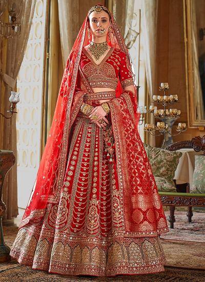 Red Tone Silk Sequin Work Wedding Wear Latest Lehenga choli in Surat