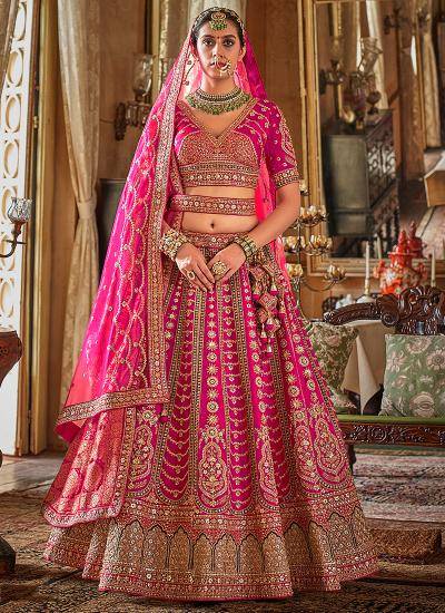 Rani Pink Tone Silk Sequin Work Wedding Wear Bridal Lehenga choli in Surat