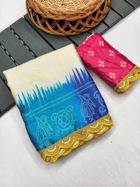 Akshara gajji silk colourful bandhej print indian saree wholesale market