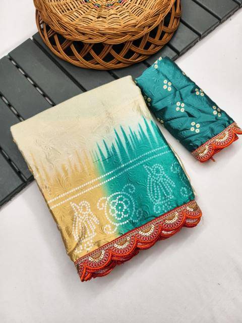 Akshara gajji silk colourful bandhej print indian saree wholesale market