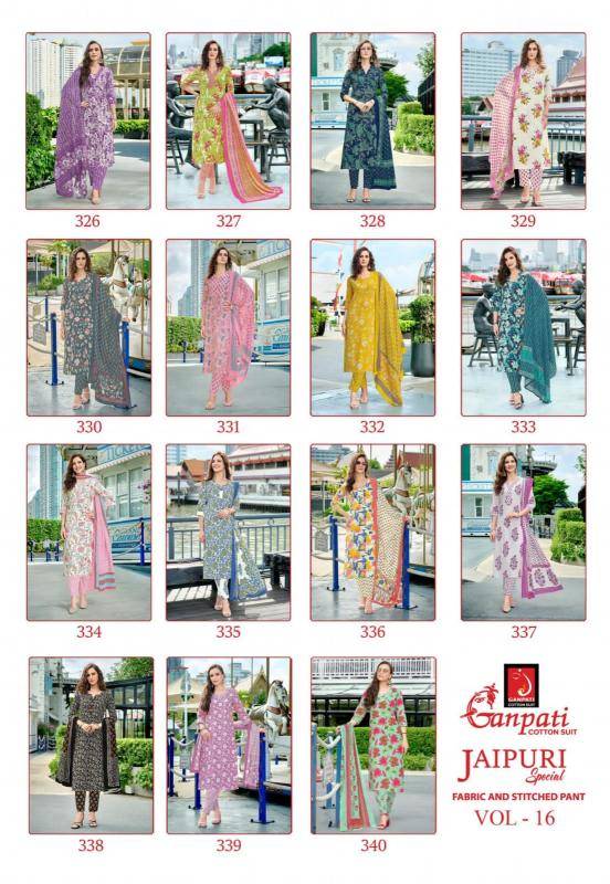 Ganpati jaipuri vol-16 cotton wholesale kurti manufacturers in surat