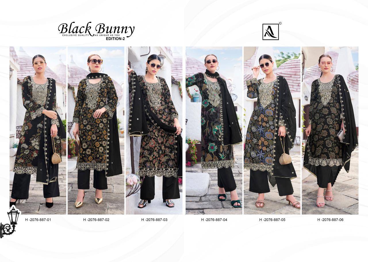 Alok suit black bunny 2 Dress materials surat with price