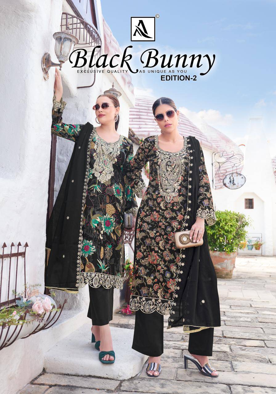 Alok suit black bunny 2 Dress materials surat with price