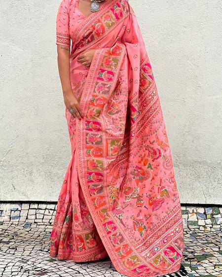 Akshara soft rajwadi pashmina silk  wholesale saree blouse india